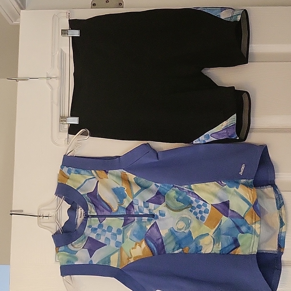 Never Worn.  Cute, Colorful bicycle top and bottom
